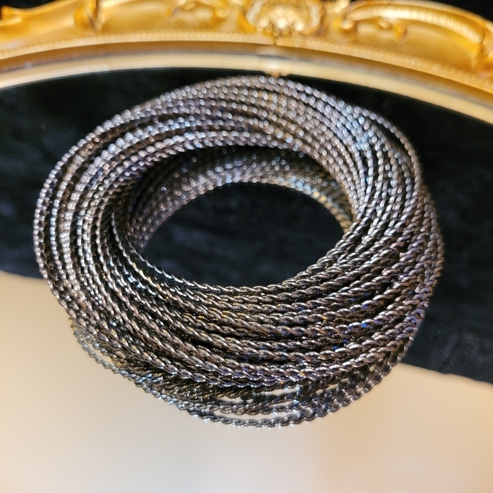VINTAGE GUNMETAL MULTI-BANGLE TWISTED BRACELET - Picture 2 of 16